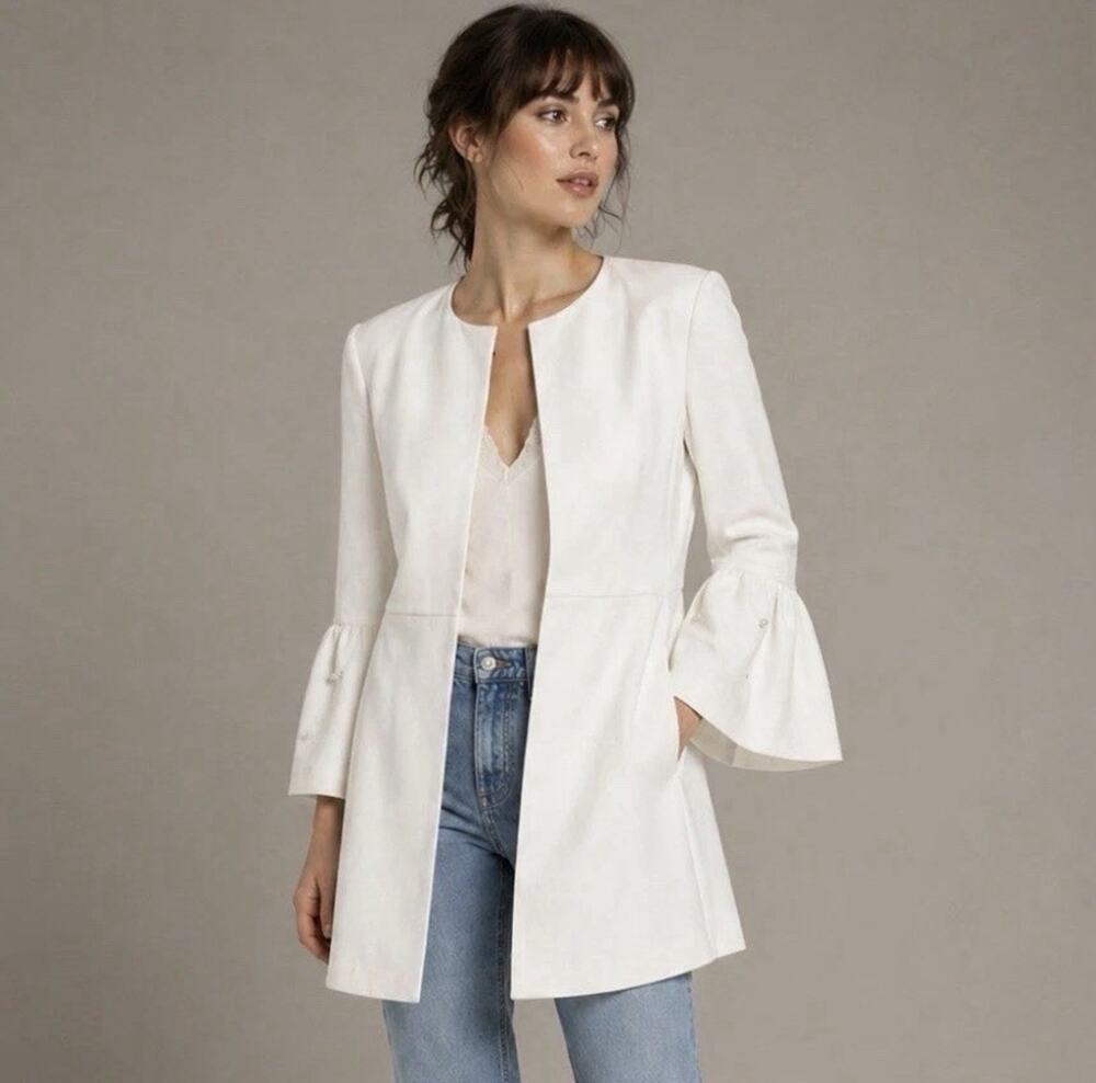 Jad Paris Cream Pearl Sleeve Jacket Bell Sleeve Wedding Guest Formal S